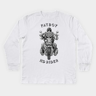 MOTORCYCLE BIKE RIDER - FATBOY RIDER Kids Long Sleeve T-Shirt